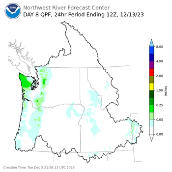 Day 8 (Tuesday): Precipitation Forecast ending Wednesday, December 13 at 4 am PST