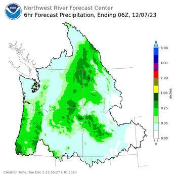 Day 2 (Wednesday): 6 Hourly Precipitation Forecast  ending Wednesday, December 6 at 10 pm PST