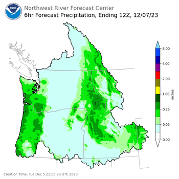 Day 2 (Wednesday): 6 Hourly Precipitation Forecast  ending Thursday, December 7 at 4 am PST