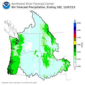 Day 3 (Thursday): 6 Hourly Precipitation Forecast  ending Thursday, December 7 at 10 am PST