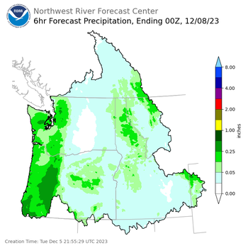Day 3 (Thursday): 6 Hourly Precipitation Forecast  ending Thursday, December 7 at 4 pm PST