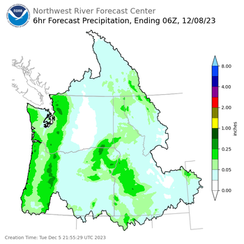 Day 3 (Thursday): 6 Hourly Precipitation Forecast  ending Thursday, December 7 at 10 pm PST