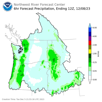 Day 3 (Thursday): 6 Hourly Precipitation Forecast  ending Friday, December 8 at 4 am PST