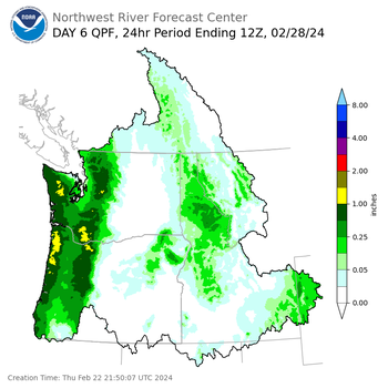 Day 6 (Tuesday): Precipitation Forecast ending Wednesday, February 28 at 4 am PST