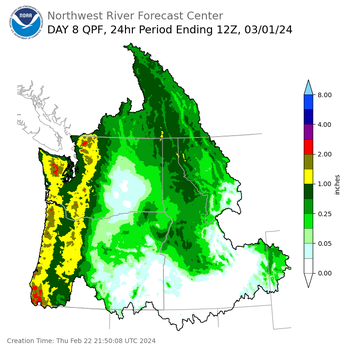 Day 8 (Thursday): Precipitation Forecast ending Friday, March 1 at 4 am PST