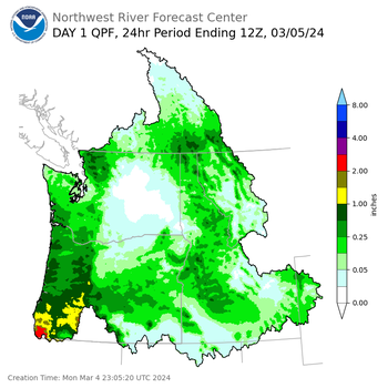 Day 1 (Monday): Precipitation Forecast ending Tuesday, March 5 at 4 am PST