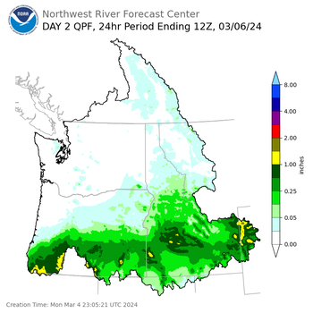 Day 2 (Tuesday): Precipitation Forecast ending Wednesday, March 6 at 4 am PST