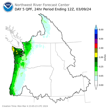 Day 5 (Friday): Precipitation Forecast ending Saturday, March 9 at 4 am PST