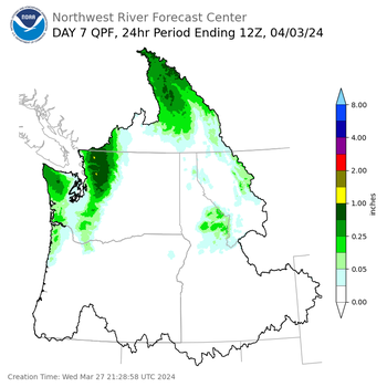 Day 7 (Tuesday): Precipitation Forecast ending Wednesday, April 3 at 5 am PDT