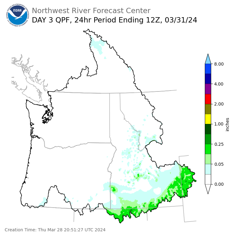 Day 3 (Saturday): Precipitation Forecast ending Sunday, March 31 at 5 am PDT