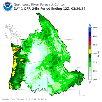 Day 1 (Thursday): Precipitation Forecast ending Friday, March 29 at 5 am PDT