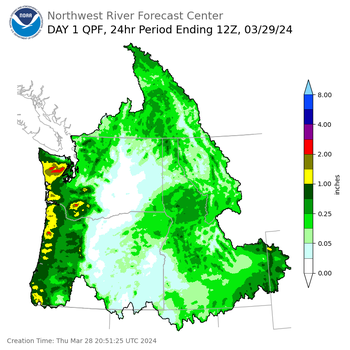 Day 1 (Thursday): Precipitation Forecast ending Friday, March 29 at 5 am PDT