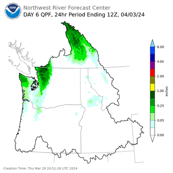Day 6 (Tuesday): Precipitation Forecast ending Wednesday, April 3 at 5 am PDT