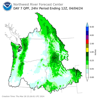 Day 7 (Wednesday): Precipitation Forecast ending Thursday, April 4 at 5 am PDT