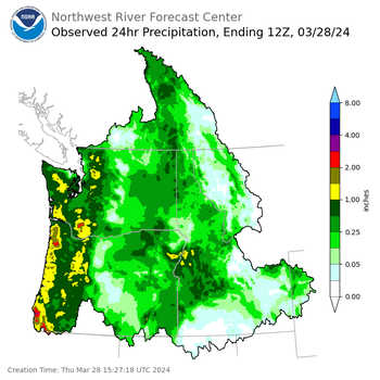 Observed Precipitation ending Thursday, March 28 at 5 am PDT