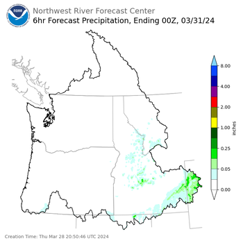 Day 3 (Saturday): 6 Hourly Precipitation Forecast  ending Saturday, March 30 at 5 pm PDT