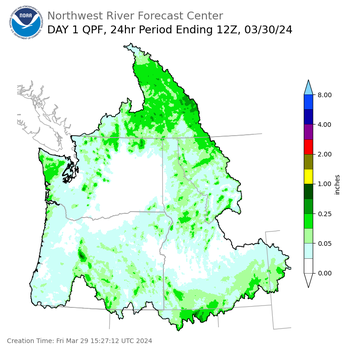 Day 1 (Friday): Precipitation Forecast ending Saturday, March 30 at 5 am PDT