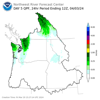 Day 5 (Tuesday): Precipitation Forecast ending Wednesday, April 3 at 5 am PDT