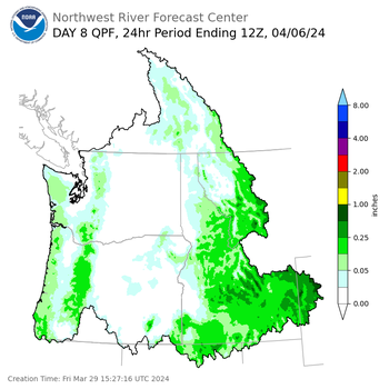 Day 8 (Friday): Precipitation Forecast ending Saturday, April 6 at 5 am PDT