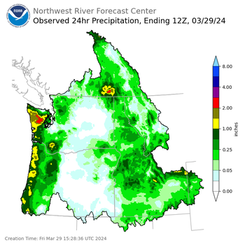 Observed Precipitation ending Friday, March 29 at 5 am PDT