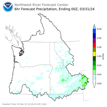 Day 2 (Saturday): 6 Hourly Precipitation Forecast  ending Saturday, March 30 at 5 pm PDT