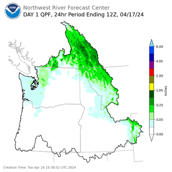 Day 1 (Tuesday): Precipitation Forecast ending Wednesday, April 17 at 5 am PDT