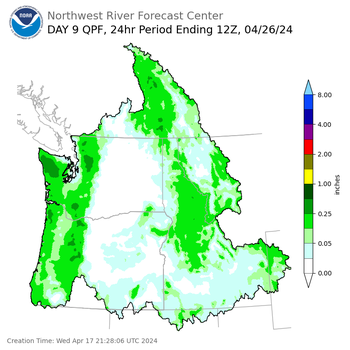 Day 9 (Thursday): Precipitation Forecast ending Friday, April 26 at 5 am PDT