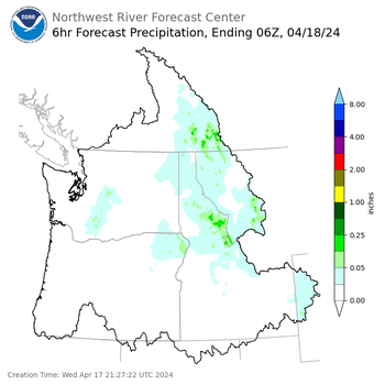 Day 1 (Wednesday): 6 Hourly Precipitation Forecast ending Wednesday, April 17 at 11 pm PDT
