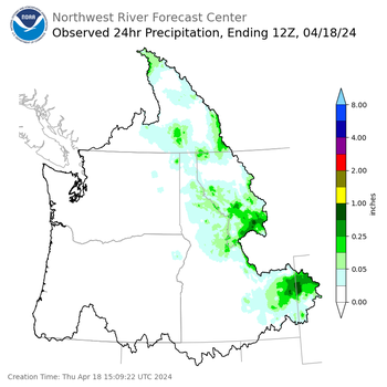 Observed Precipitation ending Thursday, April 18 at 5 am PDT