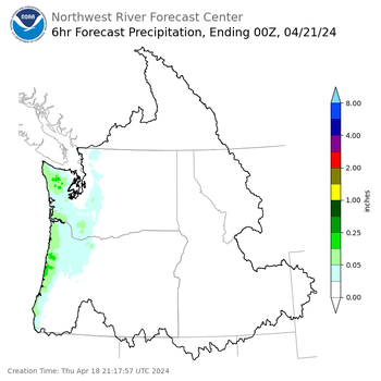 Day 3 (Saturday): 6 Hourly Precipitation Forecast  ending Saturday, April 20 at 5 pm PDT