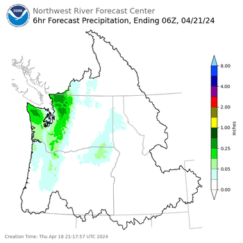Day 3 (Saturday): 6 Hourly Precipitation Forecast  ending Saturday, April 20 at 11 pm PDT