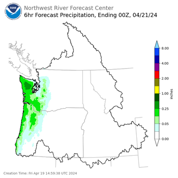Day 2 (Saturday): 6 Hourly Precipitation Forecast  ending Saturday, April 20 at 5 pm PDT