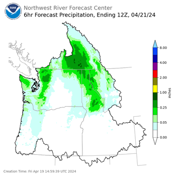 Day 2 (Saturday): 6 Hourly Precipitation Forecast  ending Sunday, April 21 at 5 am PDT