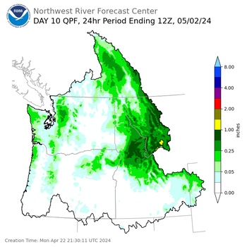 Day 10 (Wednesday): Precipitation Forecast ending Thursday, May 2 at 5 am PDT
