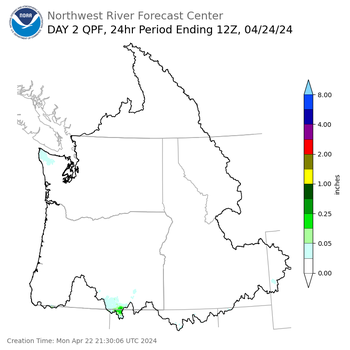Day 2 (Tuesday): Precipitation Forecast ending Wednesday, April 24 at 5 am PDT