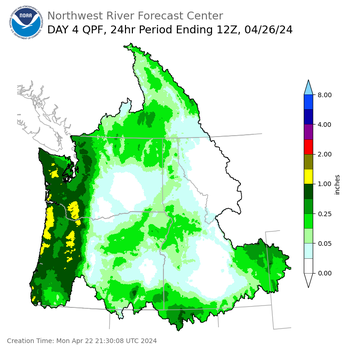 Day 4 (Thursday): Precipitation Forecast ending Friday, April 26 at 5 am PDT