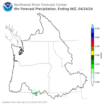 Day 2 (Tuesday): 6 Hourly Precipitation Forecast  ending Tuesday, April 23 at 11 pm PDT