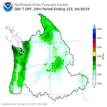 Day 7 (Monday): Precipitation Forecast ending Tuesday, April 30 at 5 am PDT