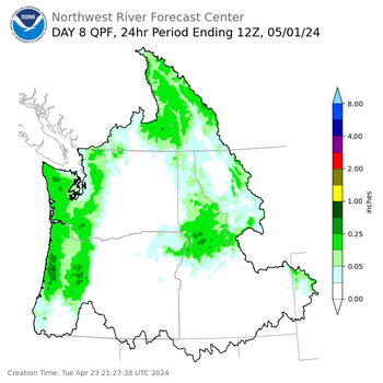 Day 8 (Tuesday): Precipitation Forecast ending Wednesday, May 1 at 5 am PDT