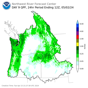 Day 9 (Wednesday): Precipitation Forecast ending Thursday, May 2 at 5 am PDT