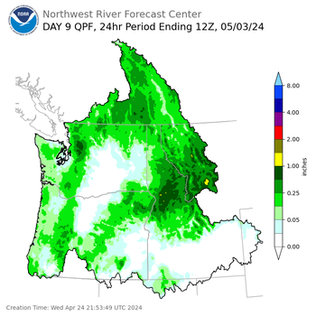 Day 9 (Thursday): Precipitation Forecast ending Friday, May 3 at 5 am PDT