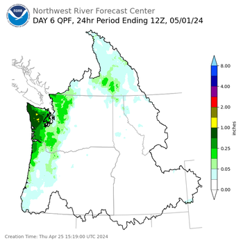 Day 6 (Tuesday): Precipitation Forecast ending Wednesday, May 1 at 5 am PDT