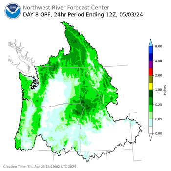 Day 8 (Thursday): Precipitation Forecast ending Friday, May 3 at 5 am PDT