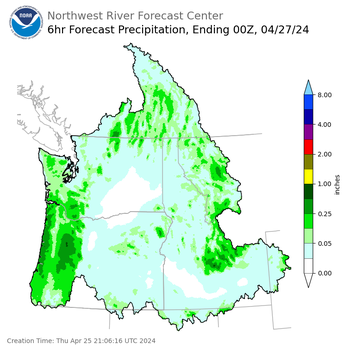 Day 2 (Friday): 6 Hourly Precipitation Forecast  ending Friday, April 26 at 5 pm PDT