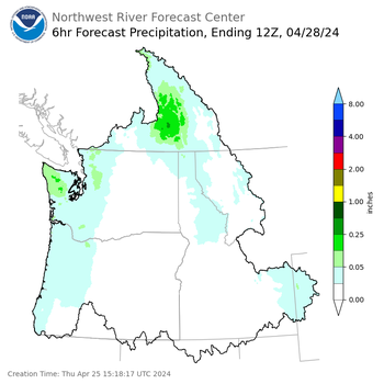 Day 3 (Saturday): 6 Hourly Precipitation Forecast  ending Sunday, April 28 at 5 am PDT