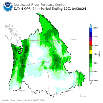 Day 4 (Monday): Precipitation Forecast ending Tuesday, April 30 at 5 am PDT