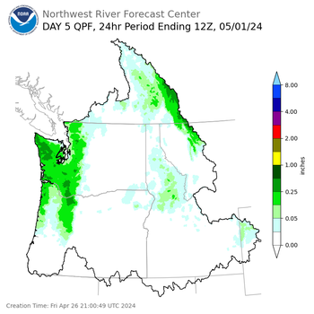 Day 5 (Tuesday): Precipitation Forecast ending Wednesday, May 1 at 5 am PDT