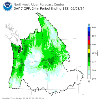 Day 7 (Thursday): Precipitation Forecast ending Friday, May 3 at 5 am PDT