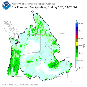 Day 1 (Friday): 6 Hourly Precipitation Forecast ending Friday, April 26 at 5 pm PDT