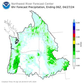 Day 1 (Friday): 6 Hourly Precipitation Forecast ending Friday, April 26 at 11 pm PDT